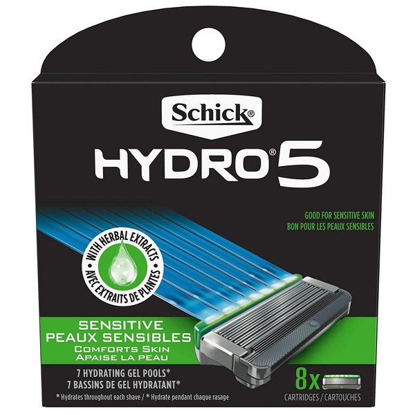 Schick Hydro 5 Sense Sensitive Skin Razor Refills for Men, Pack of 8