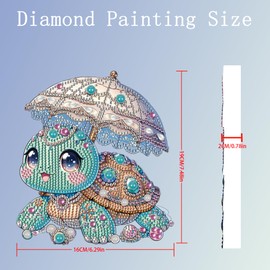 YIYIAH - Tortuga de diamante con paraguas, kit de arte de tortugas coloridas y brillantes con gemas