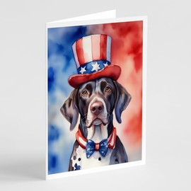 Caroline's Treasures German Shorthaired Pointer Patriotic American Greeting Cards Pack of 8 Blank Cards with Envelopes Whimsical A7 Size 5x7 Blank Note Cards