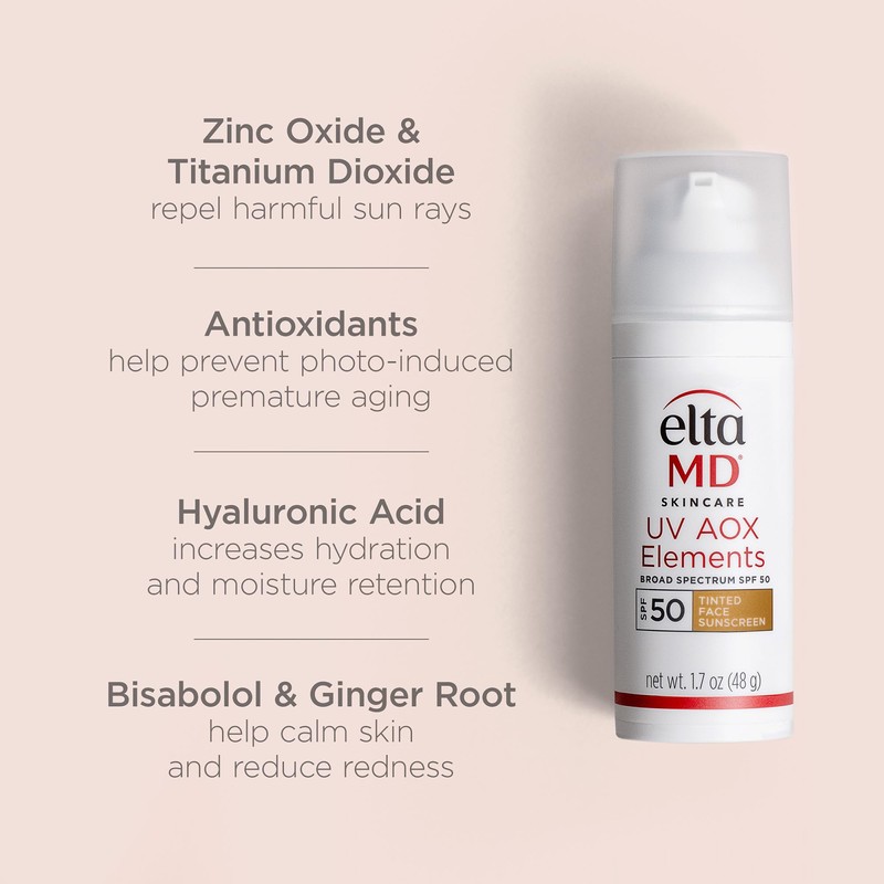EltaMD UV AOX Elements Tinted Mineral Face Sunscreen Lotion, Tinted