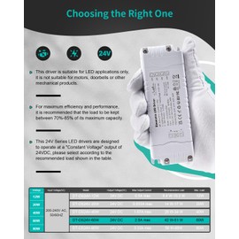 REYLAX LED Driver 24V Dimmable Triac, 60W 2.5A Transformer 240 to 24V, Constant Voltage Thin Power Supply, High Power Factor, Low Voltage Transformer for LED Applications