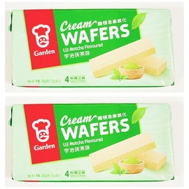 Wafers,Uji Matcha Flavored Cream Wafers, (4 Single Packs, 7oz),2 Pack