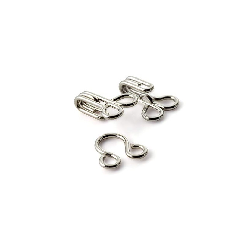 Prym 2 Eyes Hooks and Brass, Pack of 12, Silver