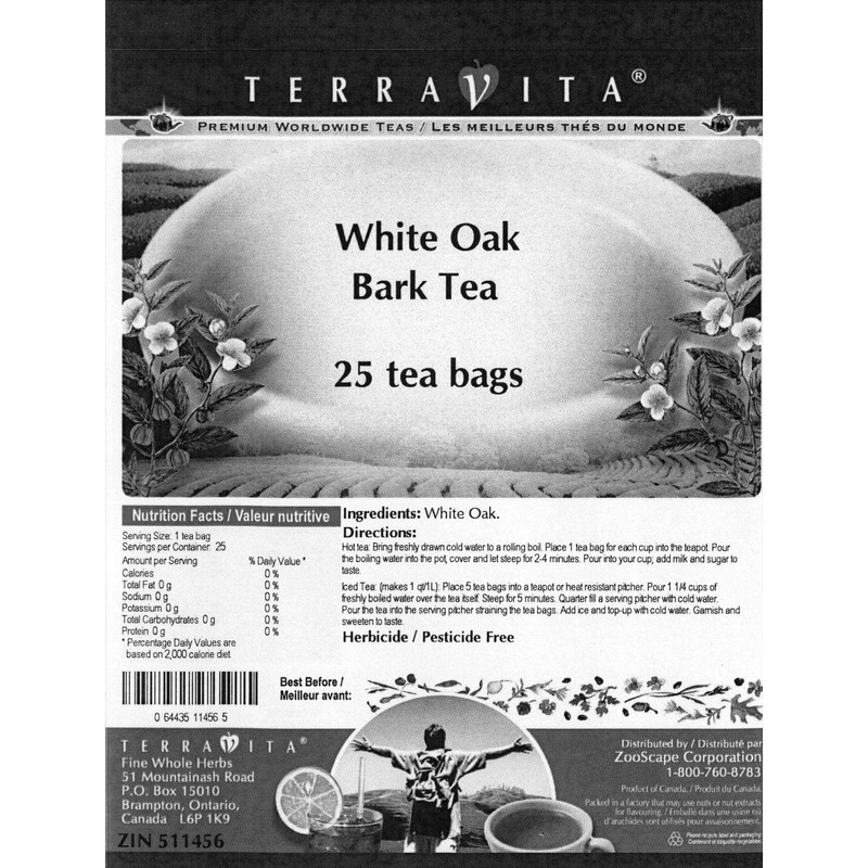 White Oak Bark Tea (25 tea bags, ZIN: 511456)