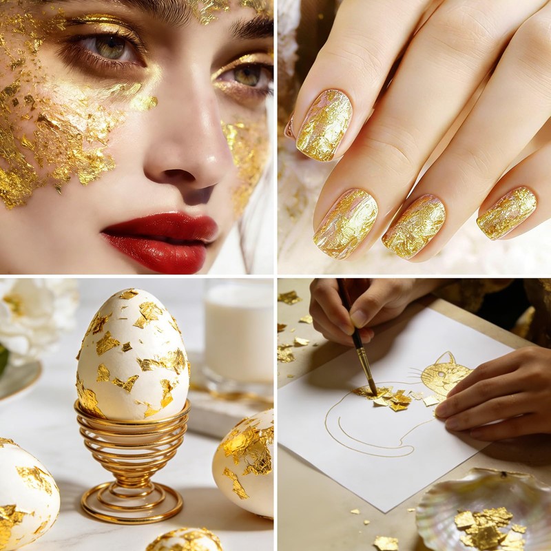 Catephe Gold Leaf Flakes, 10G (NW) Non-Edible Decorating Flakes, Imitation