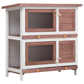 CHARMMA Outdoor Rabbit Hutch 4 Doors Brown Wood-Brown-12.9KG