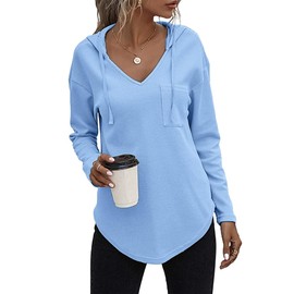 morhuduck Womens Long Sleeve Hoodies Sweatshirt Pullover Tops Clothing Trendy 2024, Blue M