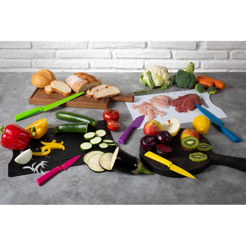 KUHN RIKON Colori+ Serrated Blade with Blade Guard Non-Stick Stainless