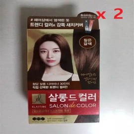 LG생활건강 엘라스틴 살롱드컬러 짙은갈색 x 2개 LG Household & Health Care Elastine Salon De Color Dark Brown x 2 [Dark brown 100g x 2]