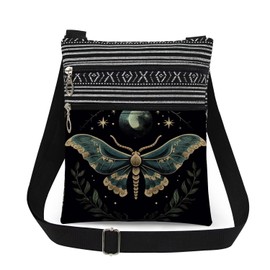 XiaoGalaee Night Sky Moth Crossbody Bag Moon Moth Adjustable Shoulder Strap Messenger Bag Birthday Gift for Friend Insect Lover Christmas​​ Gift for Her