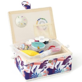 NOTIONSLAND Sewing Baskets for Home, Medium-Sized Sewing Box for Storage and Organisation, Sewing Basket with Accessories, Gift for Christmas, Thanksgiving, Mother's Day (Colourful Geometric)