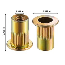 Wensilon Rivet Nut 5/16-18UNC 100Pcs Yellow Zinc Plated Finish Flat Head Rivnut Threaded Insert Nut Knurled Body