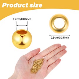 Nogeqi Pack of 200 2 mm Gold Beads Golden Beads 18 K Gold-Plated Brass Beads Gold Spacer Beads Round Spacer Beads Golden Spacer Beads for DIY Bracelets Jewellery Making Crafts