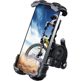 Bike Phone Holder, [Secure Lock & Quick Release] Motorbike Phone Mount, 360° Adjustable Motorcycle Phone Holder for 4.7"-6.9" Smartphone, Universal Handlebar Phone Mount for Bicycle/MTB/Scooter