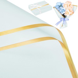 10 Sheets Blue Flower Wrapping Paper Waterproof Bouquet Wrapping Paper