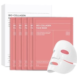 Mascarillas FacialesBio Mascarilla Colageno 4pcs-Mascarilla de ColGeno para Minimiza los Poros Mejora la Elasticidad  Overnight Mask Low Molecular... 