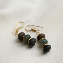 Gempires Natural Moss agate Beads Dangle Earring For Women, Birthstone Jewelry, Gift for Her (Mossagate)