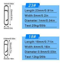 JOGFFDE 120PCS Power Clips Fast Snaps Fishing Speed Clips 26LB 55LB Easy Quickly Change Lure Snaps Connector Stainless Steel Fishing Clips