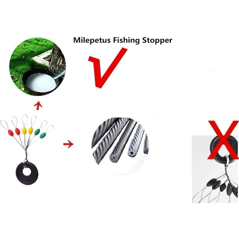 Milepetus Pack of 300/600 Rubber Fishing Bobber Stoppers, 6 in