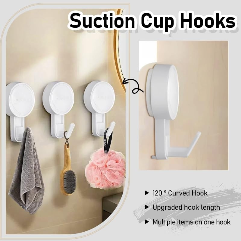 Bathroom Shower Plastic Suction Cup Hooks, Suction Hangers Reusable Suction