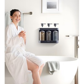 Shampoo Dispense for Shower, Shower Soap Dispenser Wall Mounted, Shower Dispenser 3 Chamber No Drill, Shampoo and Conditioner Dispenser for Bathroom Hotel, Shower Shampoo Dispenser 3 Chamber, Black