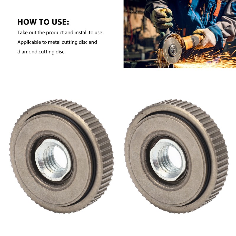 2Pcs Angle Grinder Flange Nut Self Locking M14 50mm Alloy