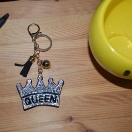 Popfizzy Queen Keychain, Bling Crown Backpack Charm, Rhinestone Bag Charms, Crystal Keyring Key Fob