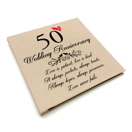 50th Anniversary Photo Album, Love Never Fails, Gifts for Parents 50 Years Wedding Anniversary, Golden Anniversary Decorations for Mom & Dad 50th Anniversary
