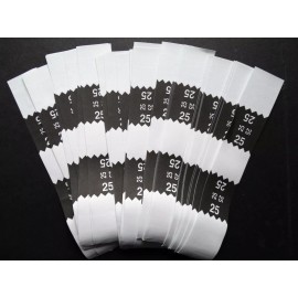 Unbranded/Generic 50 - Black $25 Cash Money Self-Sealing Straps White Saw Tooth Currency Bands