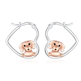 LES OSEWA Dachshund Earrings Gifts Sterling Silver Dachshund Hoop Earrings Weiner Dog Earrings Dachshund Dog Jewelry for Women