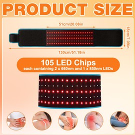 Wxeadu Red Light Belt, 140 LEDs 660nm Red Light & 850nm Near-Infrared Light Wrap Belt, Infrared Lamp Belt with 5 Temperatures & 6 Time Settings for Legs, Back, Waist, Shoulders, Neck Black