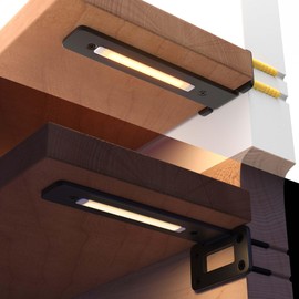 LEOPO Openwork 10 Inch 6-Pack Heavy-Duty Shelf Brackets, 1/5'' Thick Carbon Steel, Built-in LED Lights (3000K Warm White with Remote), 200LBS Load Capacity for Kitchen, Bookshelf, Display Case