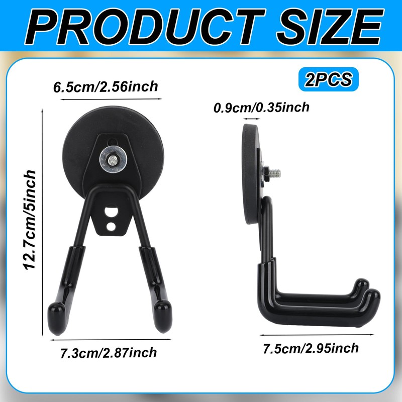 2pcs Heavy Duty Magnetic Garage Hooks, Large Strong Magnetic Tool