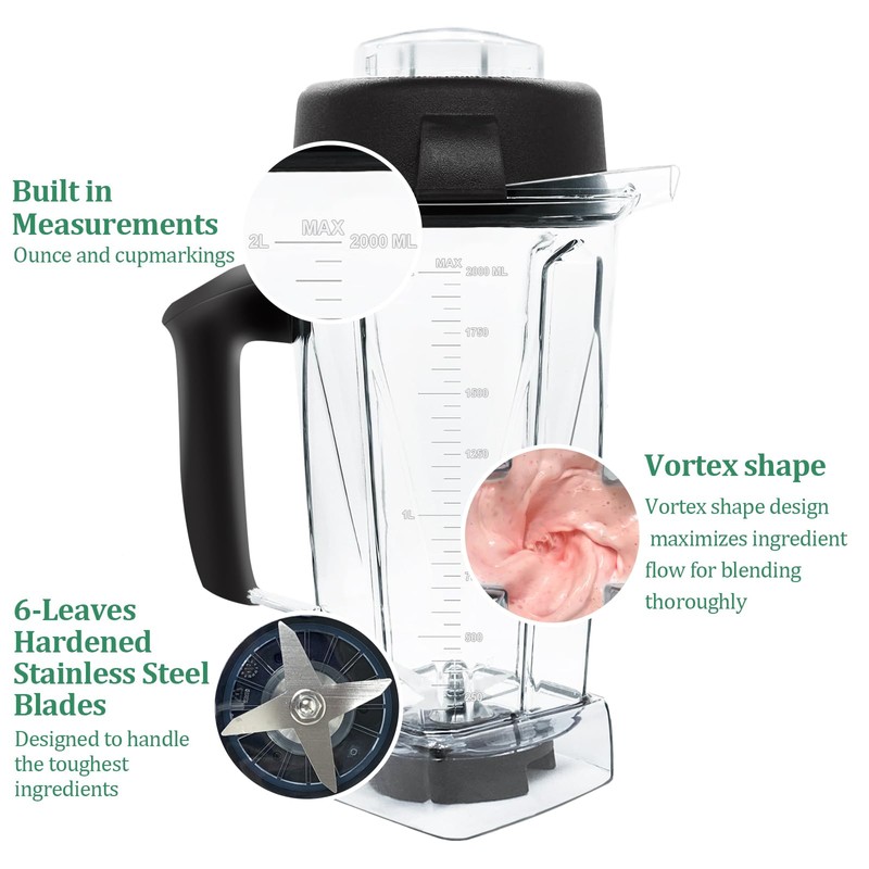 For Vitamix Blender Pitcher 64 oz. -60865, Clear, 5200 Replacement
