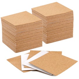TAICHEUT 300 Pieces Self Adhesive Cork Squares Coaster, 4 x 4 Inches Coasters 0.03 Inch Thick Bulk Tile Cork Coaster Backing for DIY Crafts Supplies(Natural)