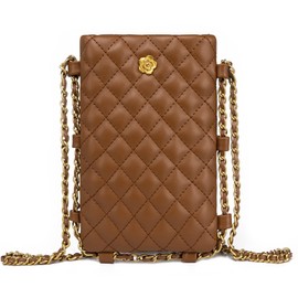 Montana West Small Quilted Cell Phone Purse for Women Soft Chain Crossbody Cellphone Wallet Bag MWC-141BR