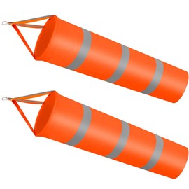 Pack of 2 Windsock, Striped Windsock, Windsock with Reflective Tape, for Used in Meteorology, Agriculture, Environmental Protection, Petroleum Exploration and Other Industries (Orange)