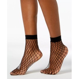 INC International Concepts Women's Fishnet Ankle Socks, Black, One Size