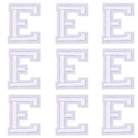 GYGYL - Parches Termoadhesivos para Planchar con Letras, 9 Parches Blancos con Letras ''E'', Parche Bordado del Alfabeto para Ropa, Vestido, Sombrero, Calcetines, Jeans, Accesorios de Bricolaje