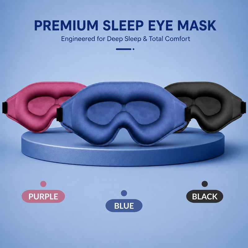 iMate 3D Blackout Eye Mask for Sleeping, Contoured Light Blocking