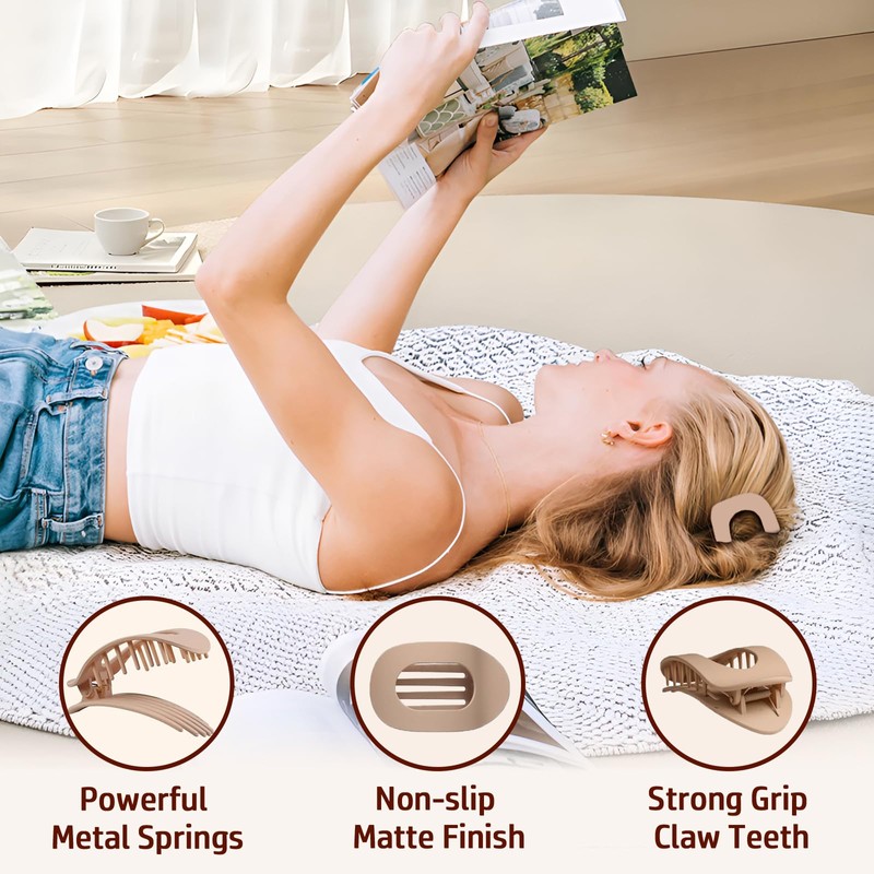 Flat Hair Claw Clips, Flats Claws Clip For Thick Curly