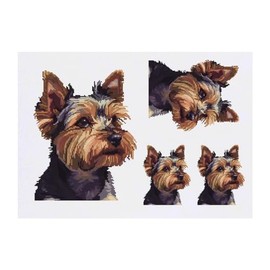 4 x 'Yorkshire Terrier Pixel Art' Temporary Tattoos - Water Resistant, Skin-Safe, Non-Toxic Transfers, Mixed Sizes (TO00071044)