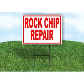 Rock Chip Repair RED - Double Sided Yard Sign ROAD SIGN with Stand