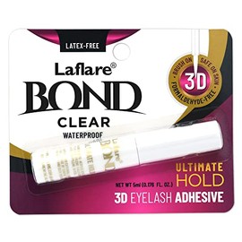 Laflare 3D Eyelash Bond Ultimate Hold Adhesive, Waterproof, Latex-free, Formaldehyde -Free Brush On Eyelash Glue (CLEAR)
