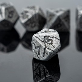 Dungeons and Dragon Metal Dice, Metal Dice Set D&D Polyhedral DND Dice Set with Gift Case, Crack Dice for Role Playing Games Gifts (Thunder, Black)