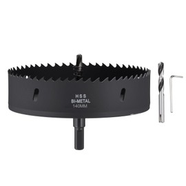 CoCud 5-1/2" (140mm) Hole Saw, M42 Bi-Metal Hex Shank Hole Cutters with 2pcs Drill Bit - Cutting Tool for Thick Metal Board Alloy Steel Plate. Black