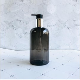 Plastic Black Transparent Shampoo and Conditioner Dispenser Bottles, 1 Pack Refillable Shampoo and Conditioner, Body Wash Dispenser Bottles with Pump (Large (Empty Bottle), unlabeled)