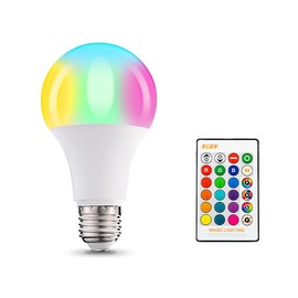 ThinkMRO 1Pack RGB Color Changing Light Bulbs with Remote,RGBW LED Light Bulbs,10W Warm White 6500K,16 Color Multicolor A19 E27 Dimmable Memory Function, Ideal Lighting for Home Decoration,Bar,Party