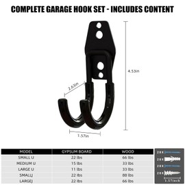 CRXCRC Garage Hooks, 6 Pack Small Round Wall Hooks for Hanging Heavy Duty Ladders, Bikes, Tools Ideal for Garage, Garden, Basement Utility Room Storage (Black)