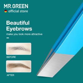 MR.GREEN Eyebrow Tweezers Stainless Steel Angled Tip Tweezers for Ingrown Facial Hair for Men and Women (Orange)